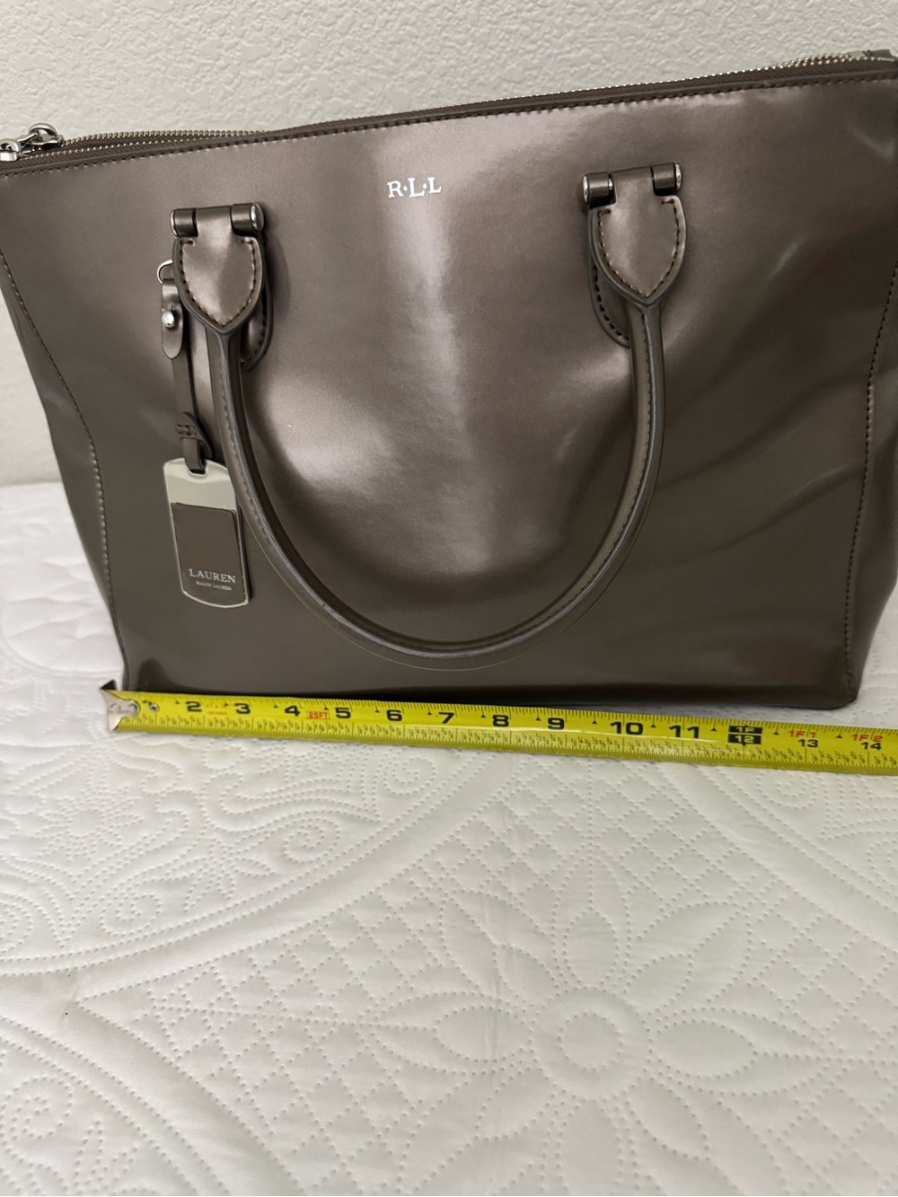 Lauren Ralph Lauren Newbury Double Zip Satchel Bag Tote - Picture 11 of 15